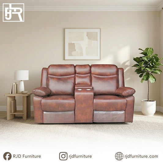 The Timothy 2 Seater Recliner Sofa | Air PU Leather Upholstered with Manual Reclining Function and Built in Cup Holders