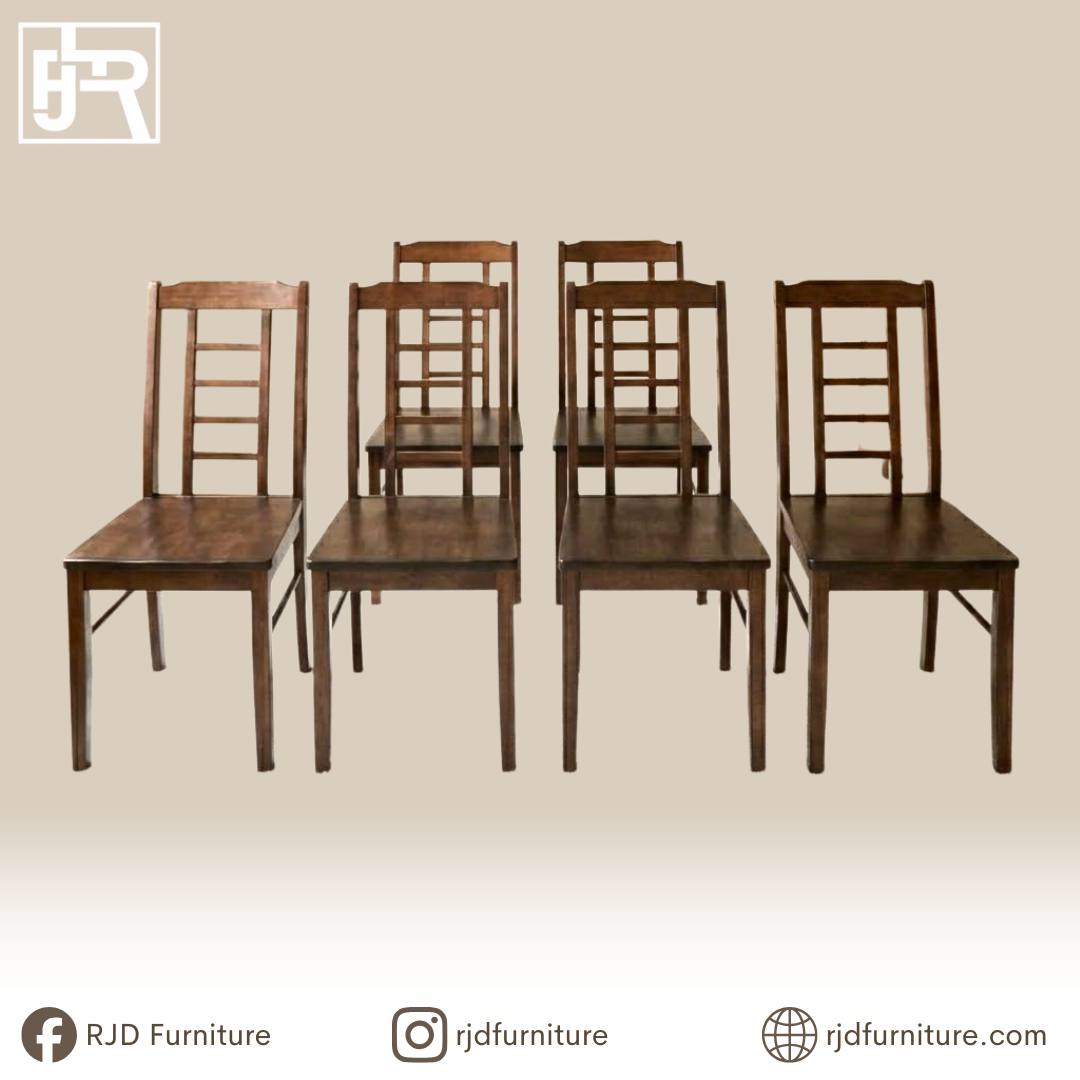 LILLIAN 6-Seater Dining Set | Solid Mahogany Wood Dining Set with Timeless Natural Finish
