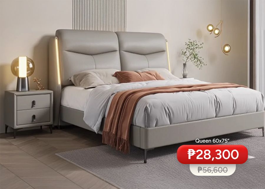 VIOLET Queen Size Leather Bed with 2 Side Tables | Modern Elegance Bedroom Set