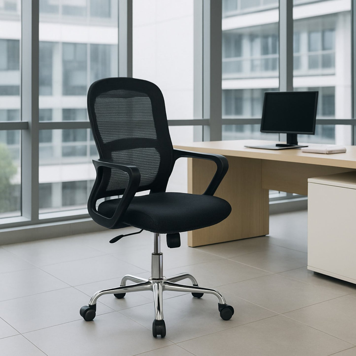 Cleo Office Chair | Ergonomic Mesh Back Office Chair in Black Finish